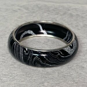Vintage Black and Silver Tie Dye Enamel Bangle